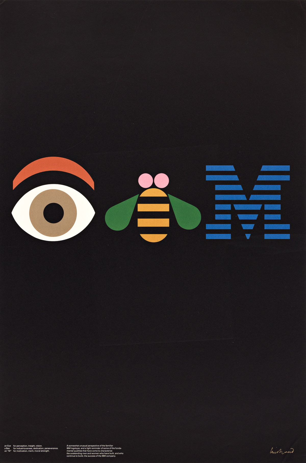 PAUL RAND (1914-1996).  IBM. 1982. 36x24 inches, 91½x61 cm.
